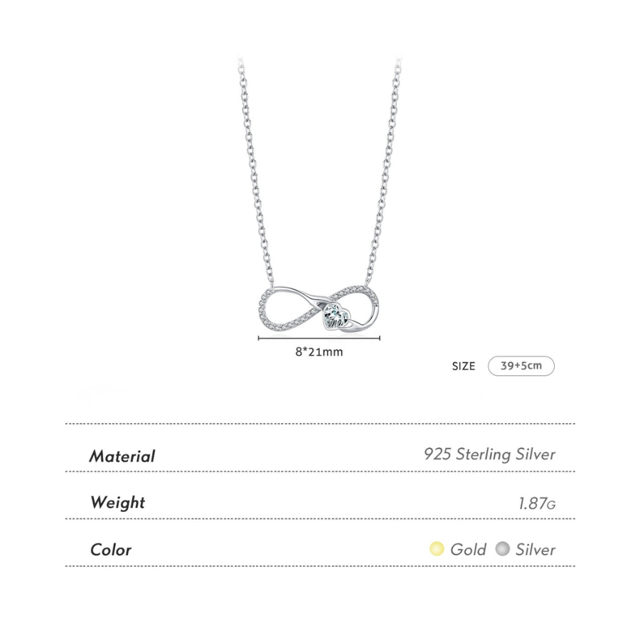Infinite Embrace Heart Pendant Necklace – 925 Sterling Silver Romantic Jewelry