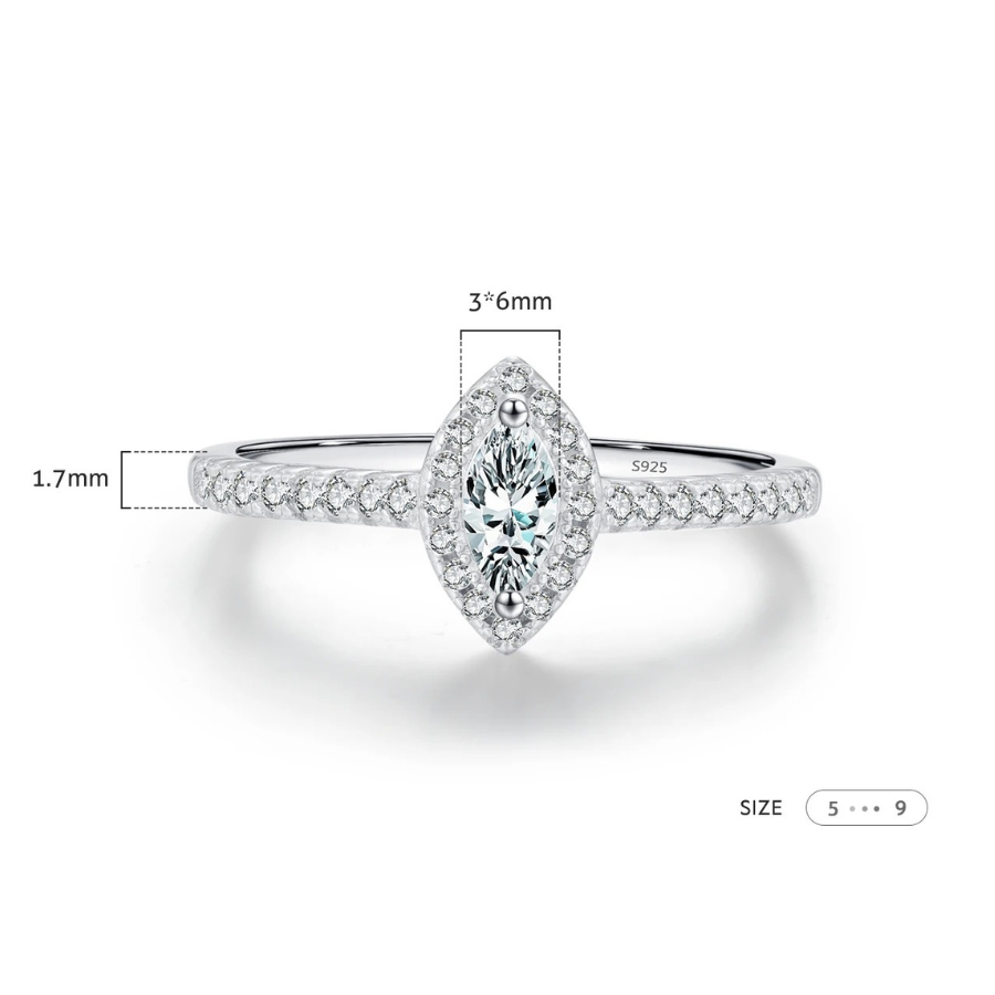Exquisite Marquise CZ Engagement Ring – 925 Sterling Silver