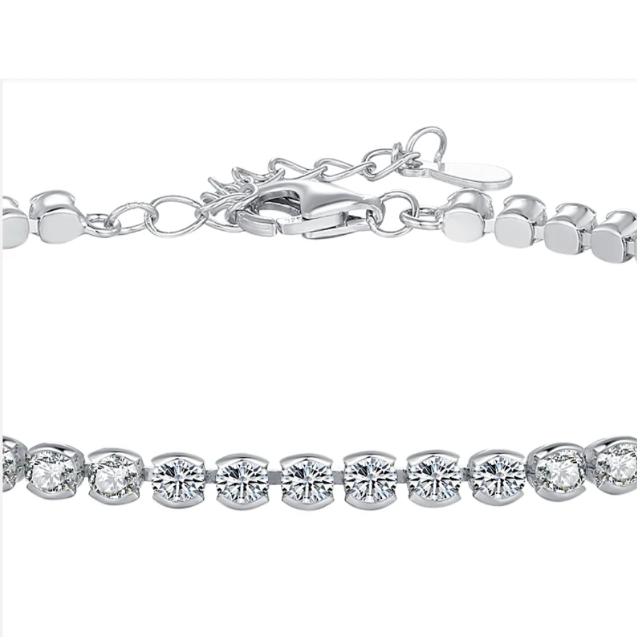 18K Elegant Round CZ Tennis Bracelet – 925 Sterling Silver