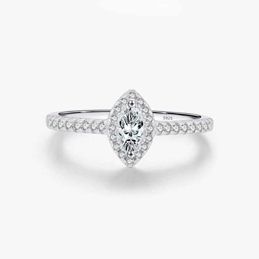 Exquisite Marquise CZ Engagement Ring – 925 Sterling Silver