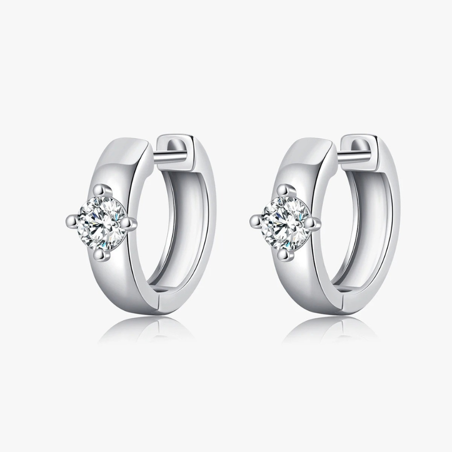 Elegant Round Moissanite Ear Buckle Earrings – 925 Sterling Silver