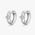Elegant Round Moissanite Ear Buckle Earrings – 925 Sterling Silver