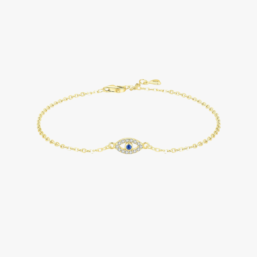 18K Lucky Blue Eye CZ Bracelet – 925 Sterling Silver