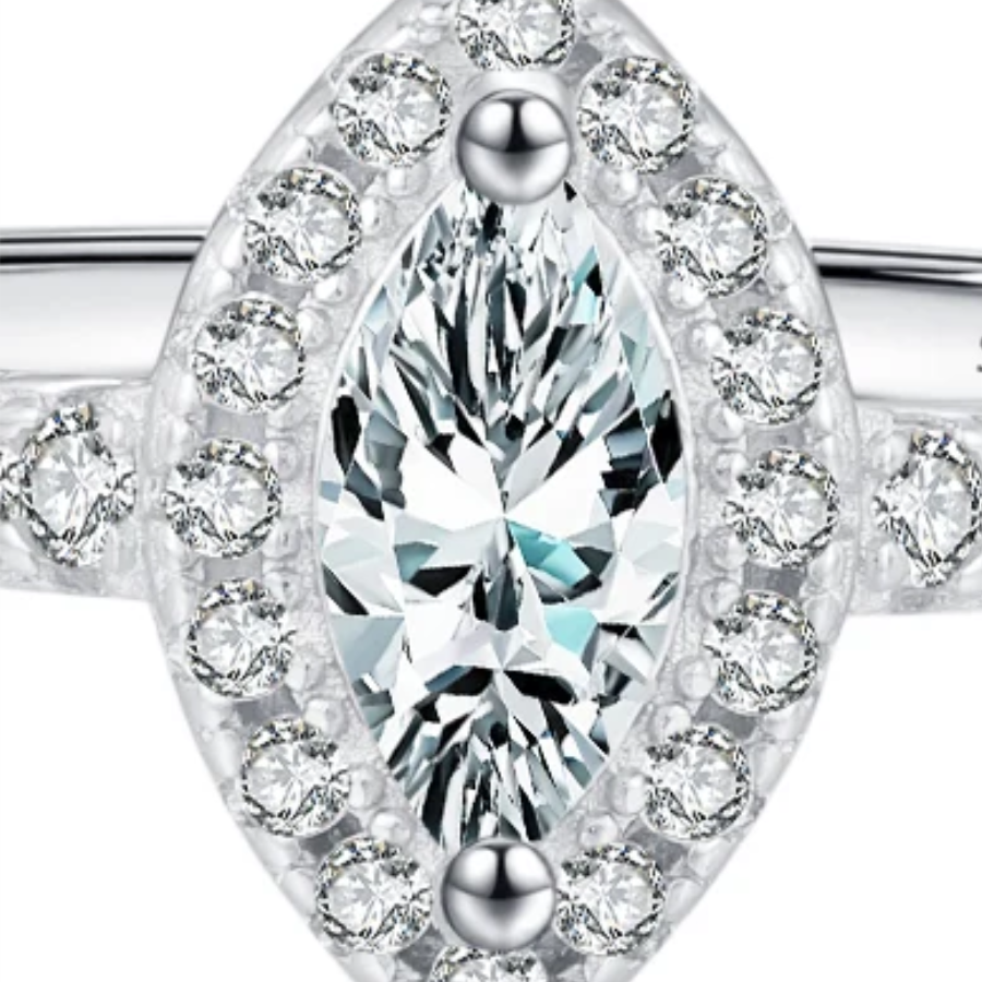 Exquisite Marquise CZ Engagement Ring – 925 Sterling Silver