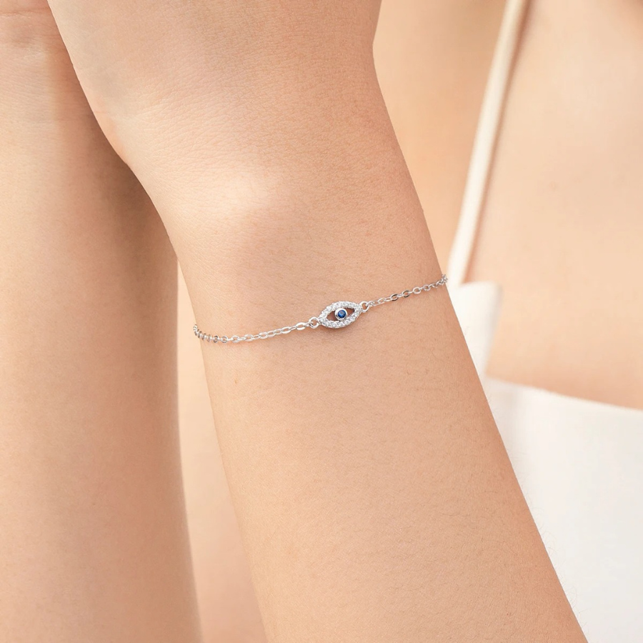 18K Lucky Blue Eye CZ Bracelet – 925 Sterling Silver