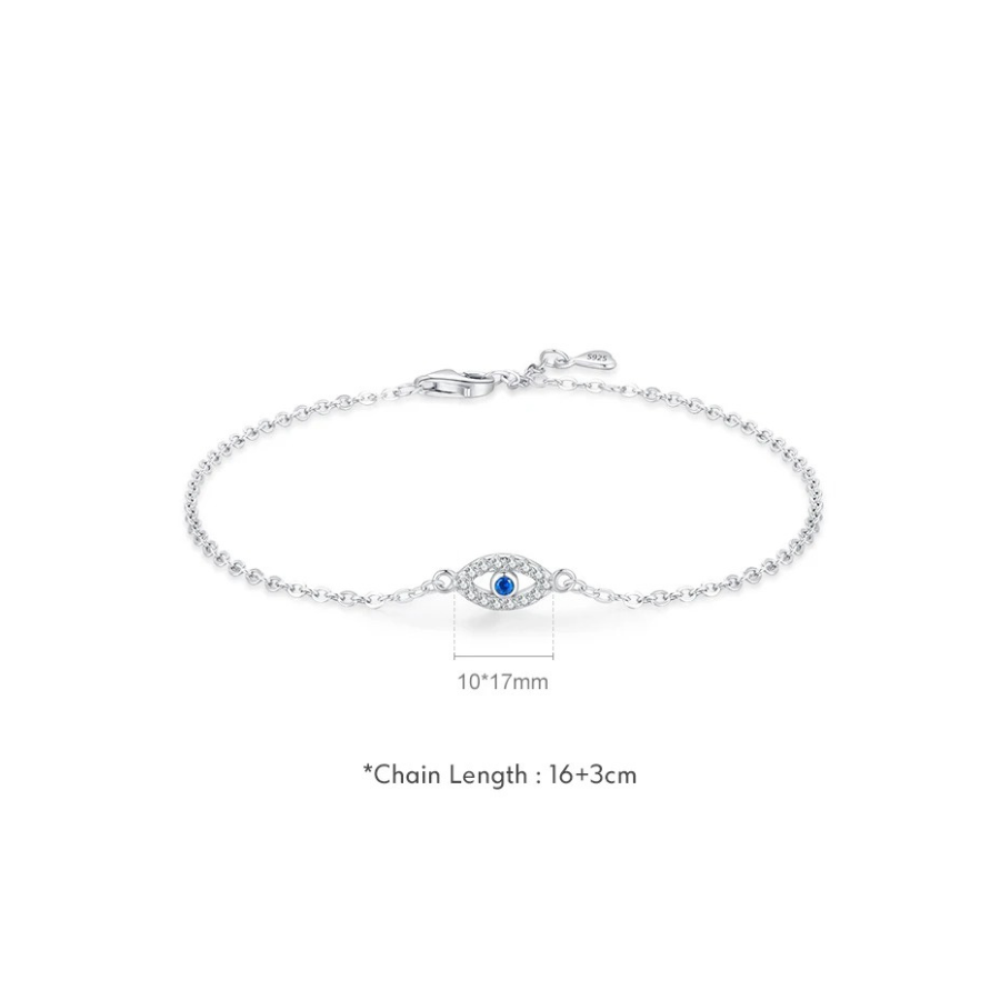 18K Lucky Blue Eye CZ Bracelet – 925 Sterling Silver