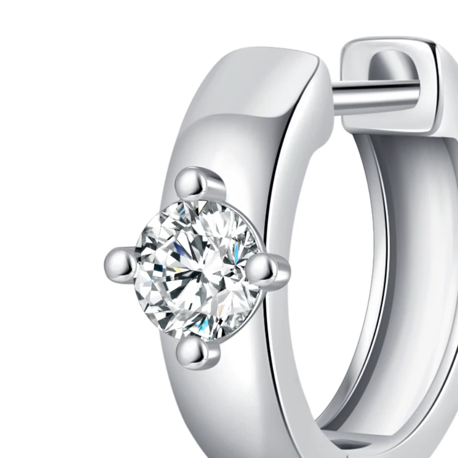Elegant Round Moissanite Ear Buckle Earrings – 925 Sterling Silver