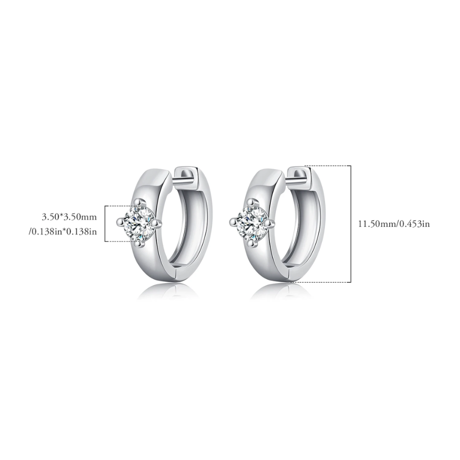 Elegant Round Moissanite Ear Buckle Earrings – 925 Sterling Silver