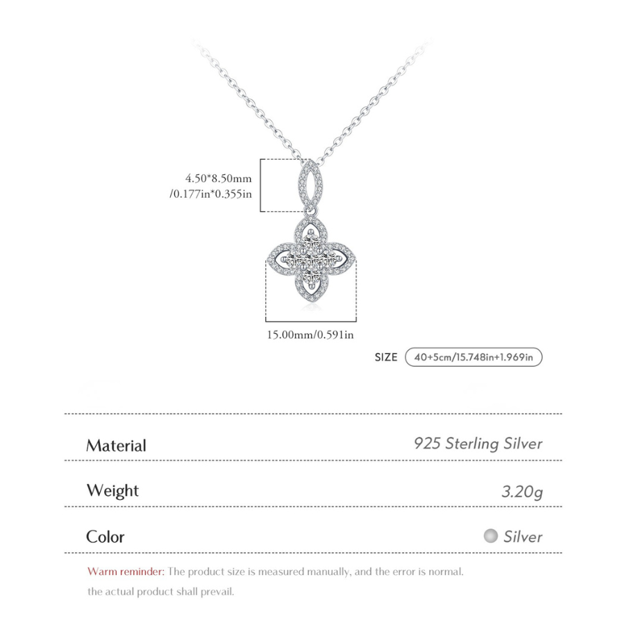 Lucky Four Leaf Clover CZ Necklace – Elegant 925 Sterling Silver Jewelry