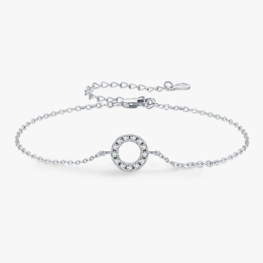 Elegant Hollow Round Moissanite Bracelet – 925 Sterling Silver