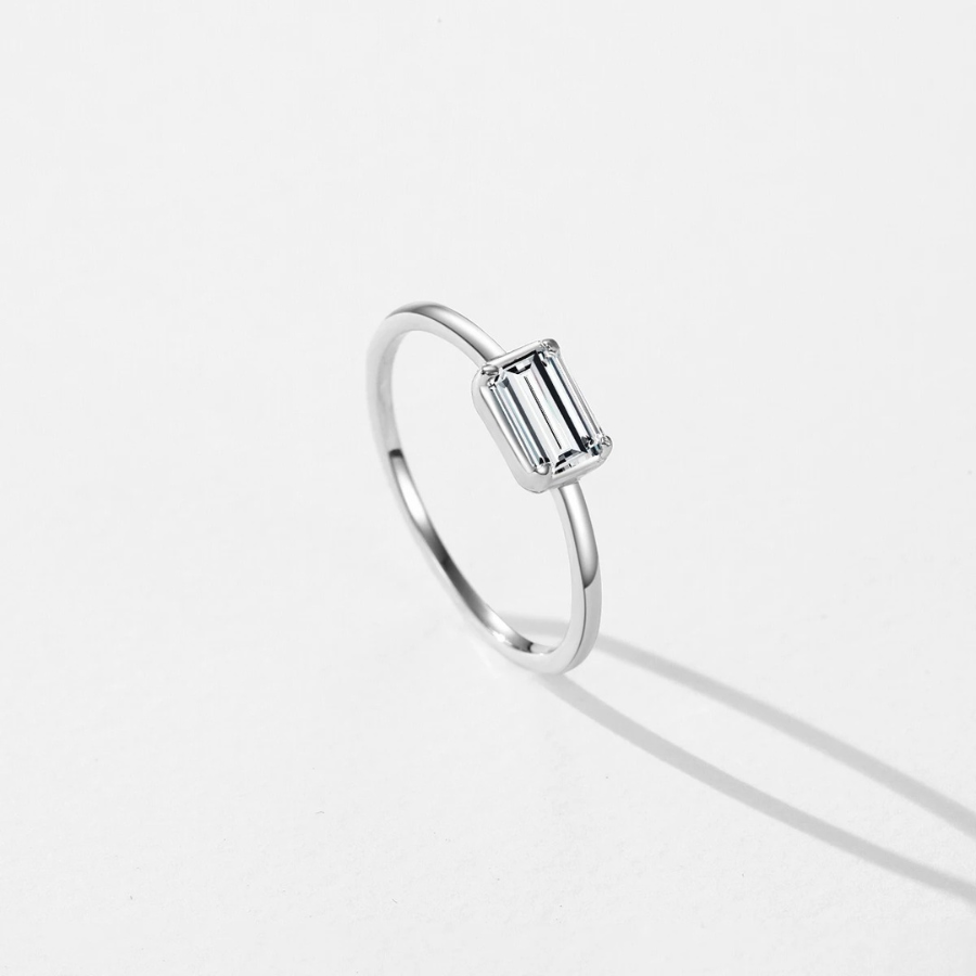 Elegant Rectangle CZ Ring – 925 Sterling Silver