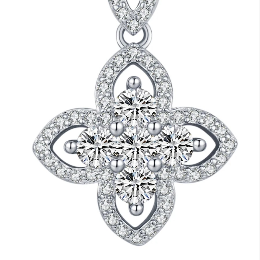 Lucky Four Leaf Clover CZ Necklace – Elegant 925 Sterling Silver Jewelry