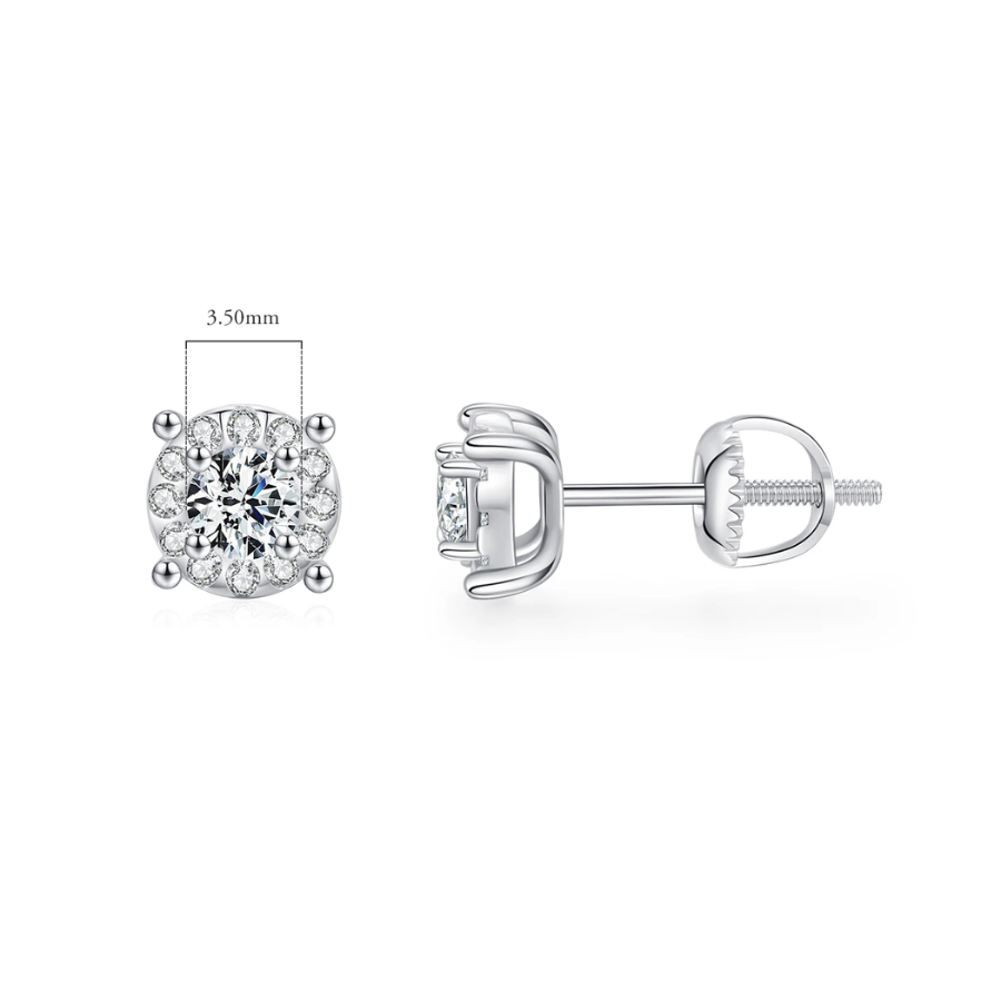 Elegant D Color Moissanite Stud Earrings – 925 Sterling Silver