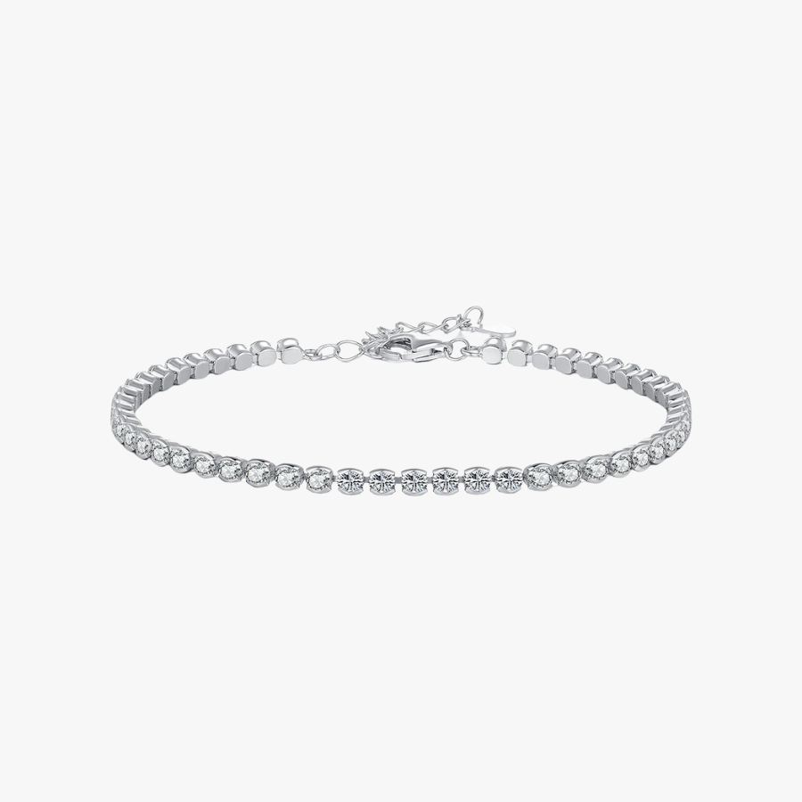 18K Elegant Round CZ Tennis Bracelet – 925 Sterling Silver