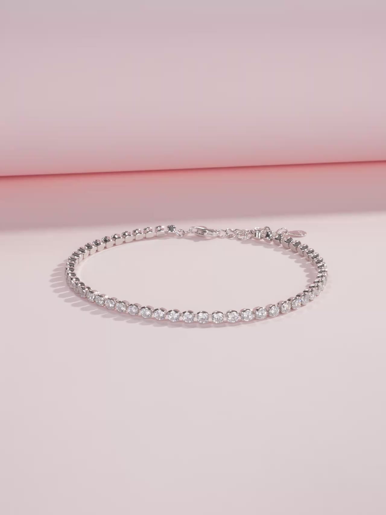 18K Elegant Round CZ Tennis Bracelet – 925 Sterling Silver