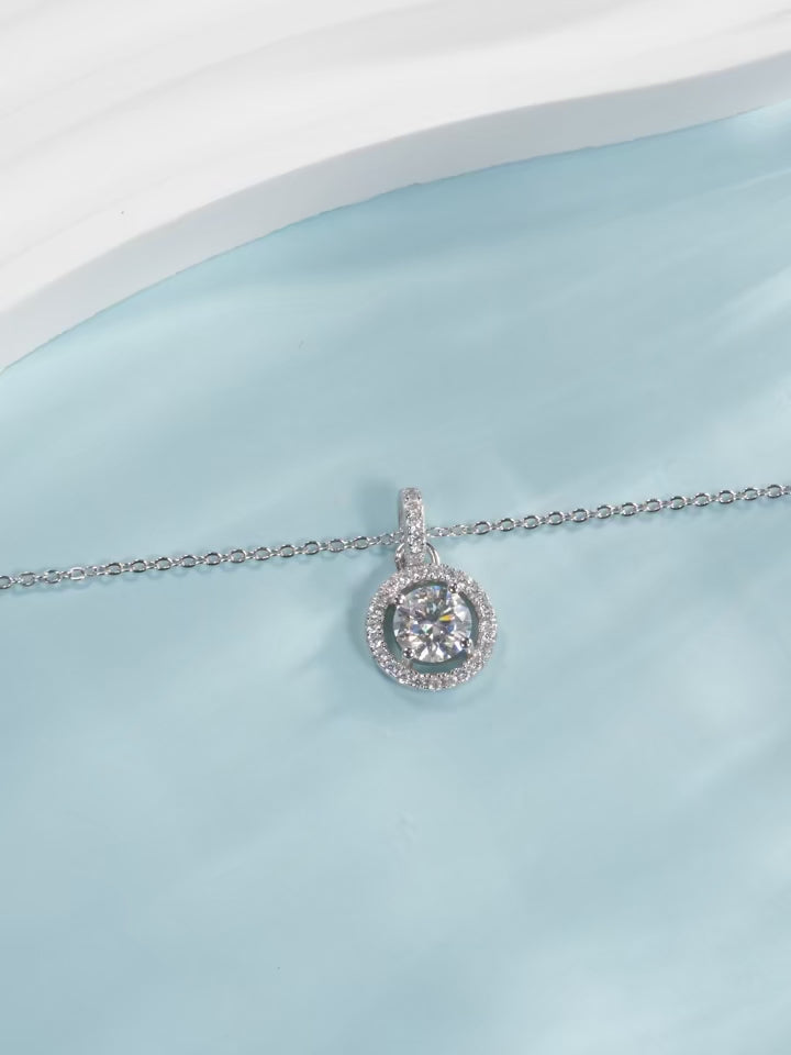 18K D Color 1 Carat Moissanite Pendant Necklace – Elegant 925 Sterling Silver Jewelry