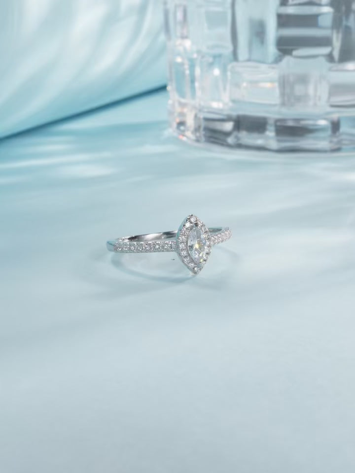 18k Exquisite Marquise CZ Engagement Ring – 925 Sterling Silver