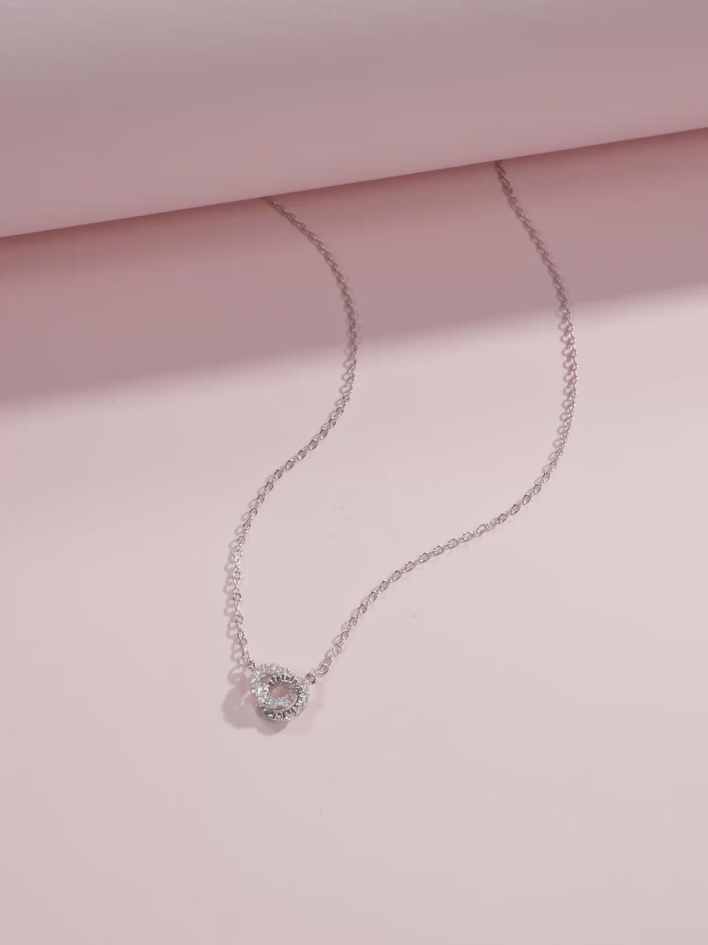 18K Circle Lock Pendant Necklace – Sparkling 925 Sterling Silver Everyday Jewelry