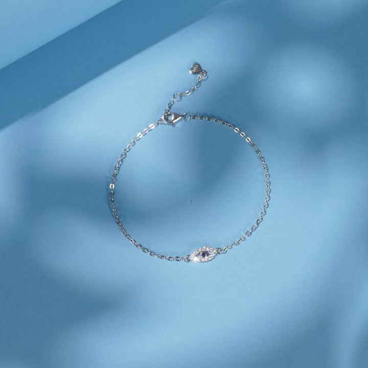 18K Lucky Blue Eye CZ Bracelet – 925 Sterling Silver