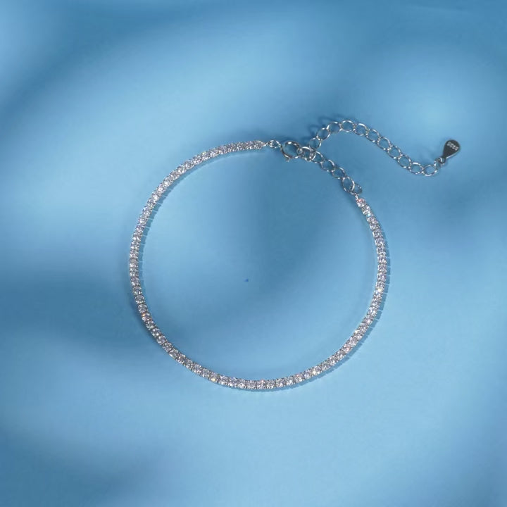 18K Elegant Clear CZ Bracelet – 925 Sterling Silver