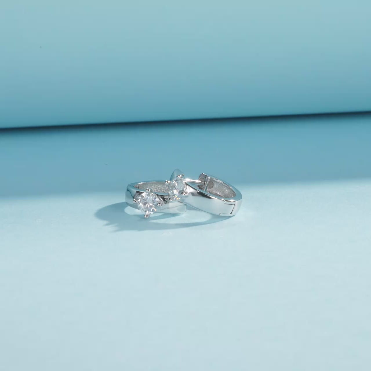 18K Elegant Round Moissanite Ear Buckle Earrings – 925 Sterling Silver