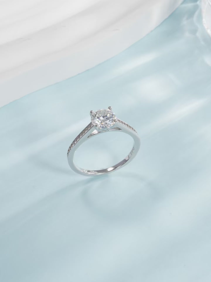 18K Elegant D Color Moissanite Ring – 925 Sterling Silver