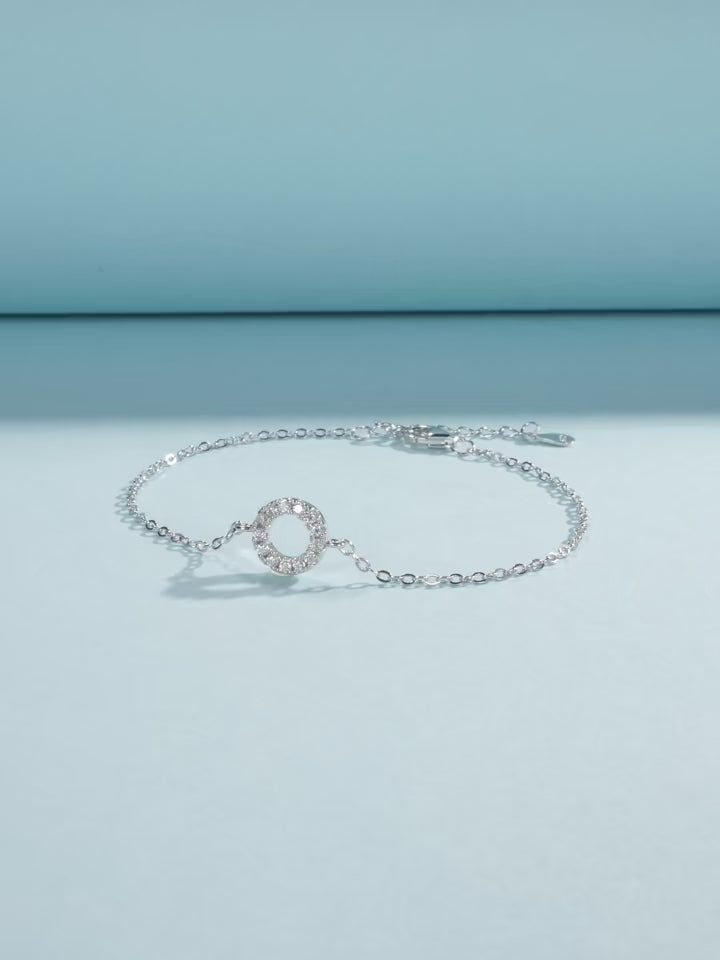 18K Elegant Hollow Round Moissanite Bracelet – 925 Sterling Silver