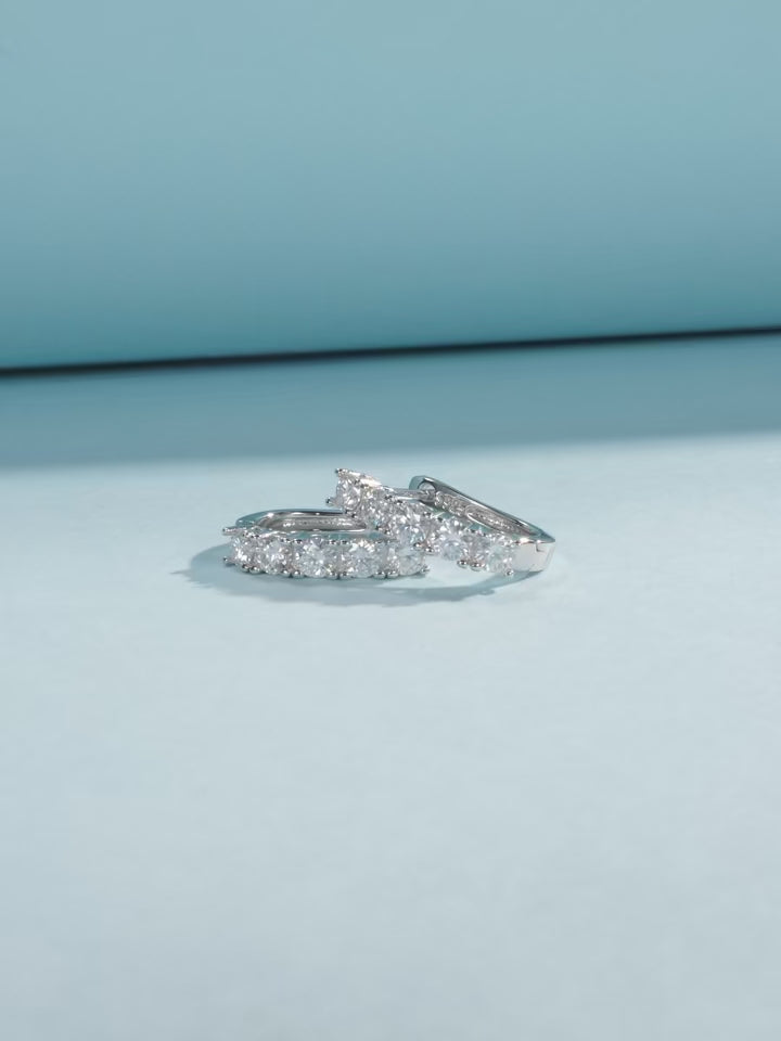 18K Elegant D Color Moissanite U-Shape Earrings – 925 Sterling Silver