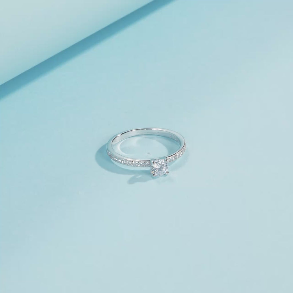 18k D Color Square Moissanite Ring – 925 Sterling Silver