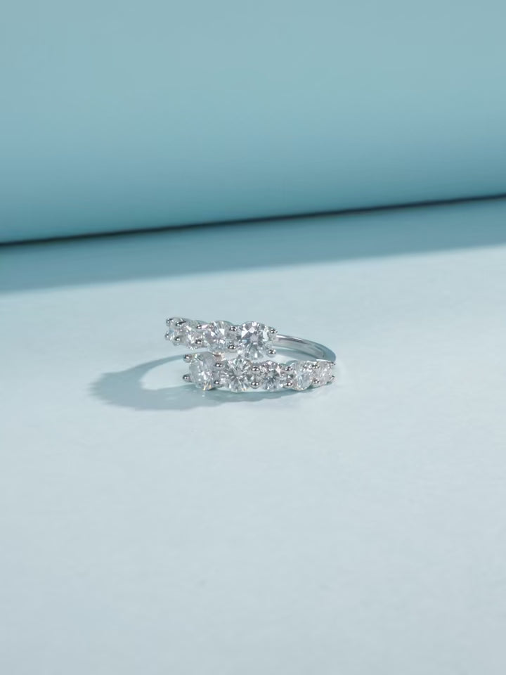 18K Classic Round CZ Eternity Band Ring – 925 Sterling Silver