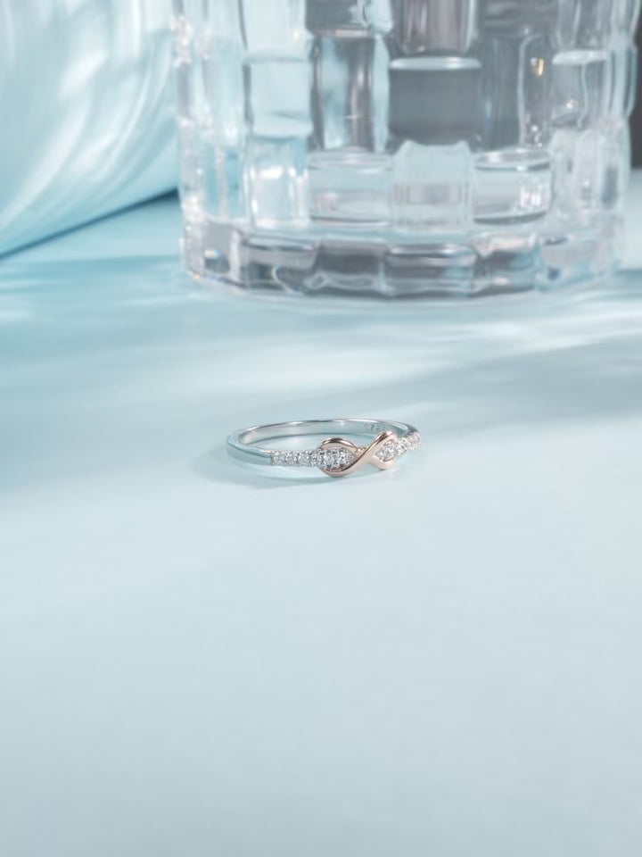 18K Rose Gold Infinity Ring – 925 Sterling Silver